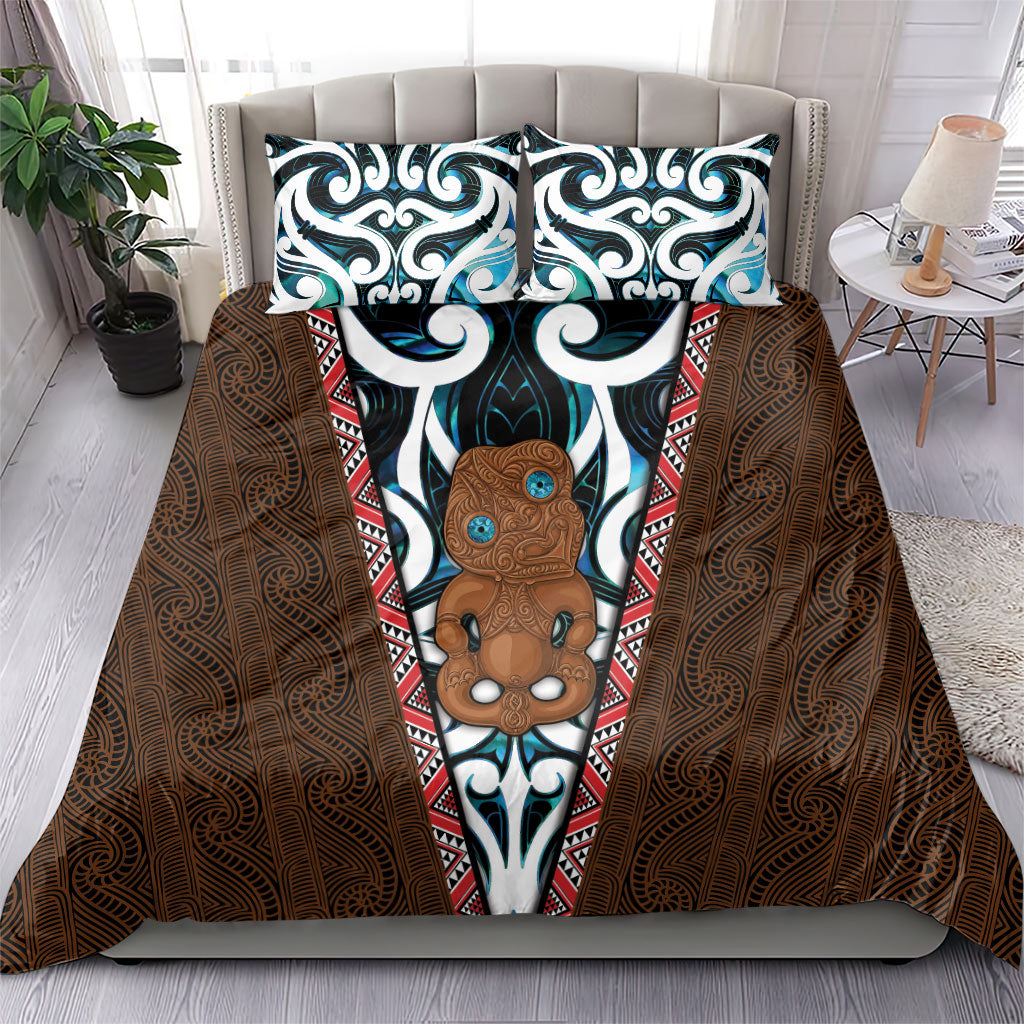 New Zealand Whakairo Bedding Set Tiki Maori Carving Taniko Motifs