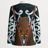 New Zealand Whakairo Blazer Tiki Maori Carving Taniko Motifs
