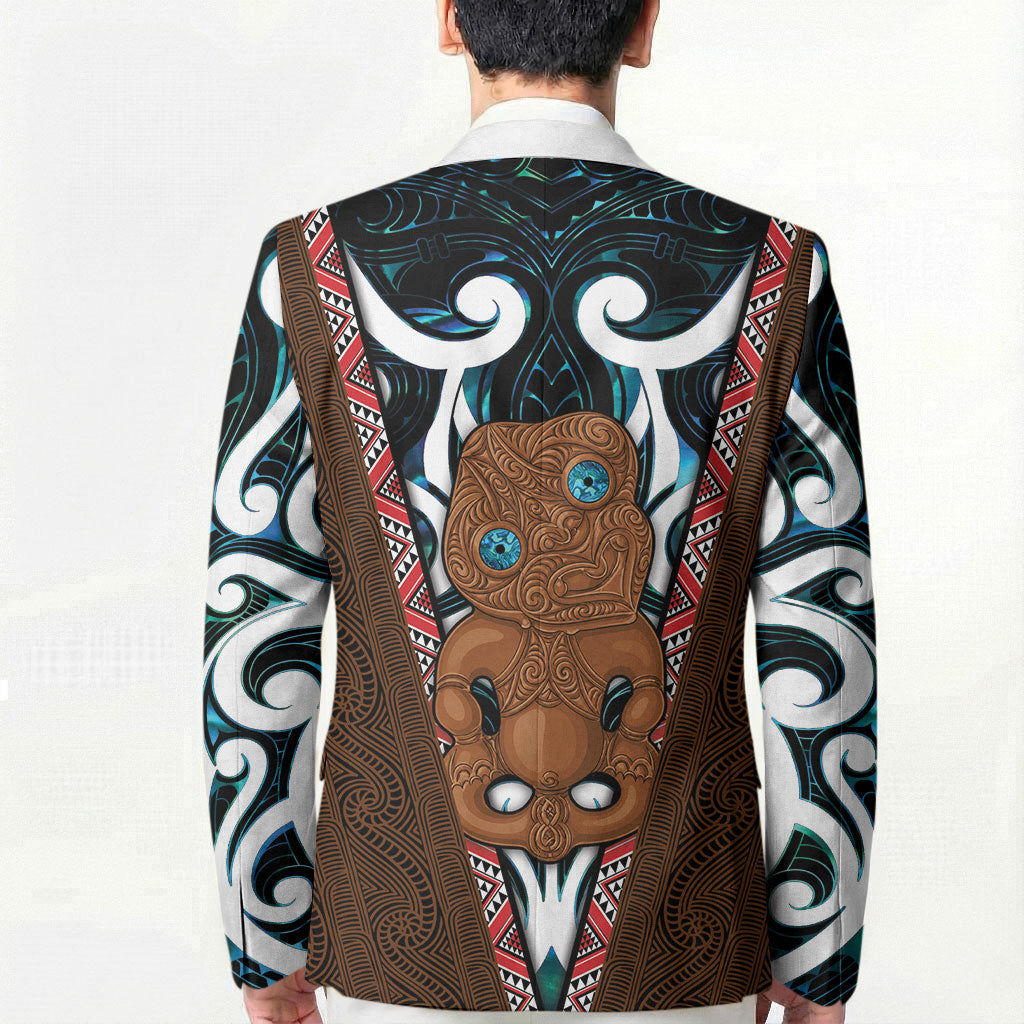 New Zealand Whakairo Blazer Tiki Maori Carving Taniko Motifs