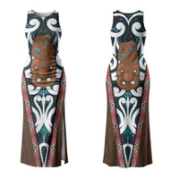 New Zealand Whakairo Couples Matching Tank Maxi Dress and Hawaiian Shirt Tiki Maori Carving Taniko Motifs
