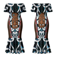 New Zealand Whakairo Family Matching Mermaid Dress and Hawaiian Shirt Tiki Maori Carving Taniko Motifs