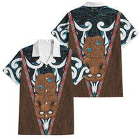 New Zealand Whakairo Family Matching Off Shoulder Short Dress and Hawaiian Shirt Tiki Maori Carving Taniko Motifs