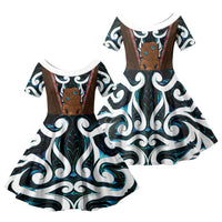New Zealand Whakairo Family Matching Puletasi and Hawaiian Shirt Tiki Maori Carving Taniko Motifs
