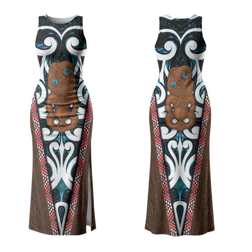 New Zealand Whakairo Family Matching Tank Maxi Dress and Hawaiian Shirt Tiki Maori Carving Taniko Motifs