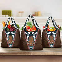 New Zealand Whakairo Grocery Bag Tiki Maori Carving Taniko Motifs
