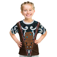 New Zealand Whakairo Kid T Shirt Tiki Maori Carving Taniko Motifs