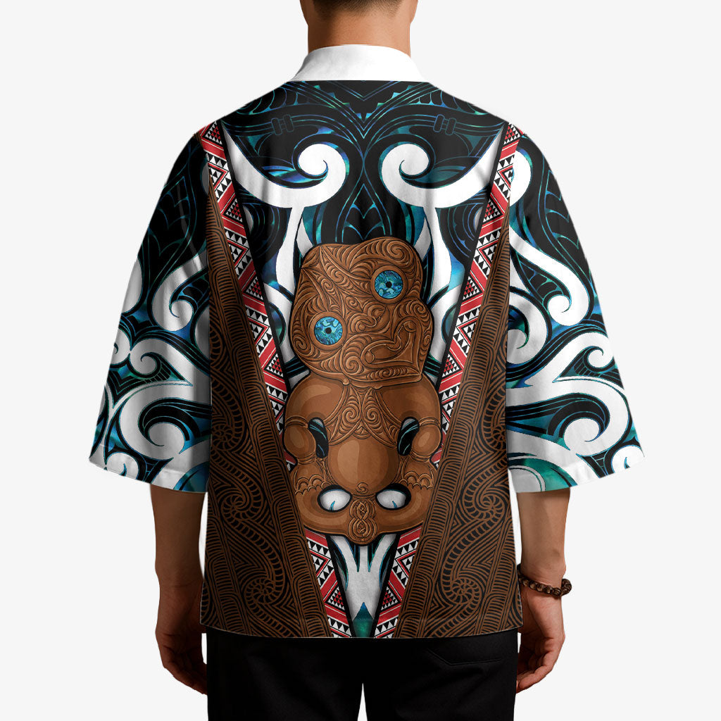 New Zealand Whakairo Kimono Tiki Maori Carving Taniko Motifs