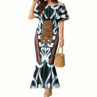 New Zealand Whakairo Mermaid Dress Tiki Maori Carving Taniko Motifs