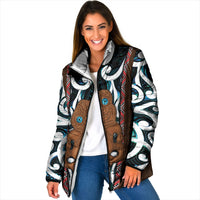 New Zealand Whakairo Padded Jacket Tiki Maori Carving Taniko Motifs