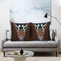 New Zealand Whakairo Pillow Cover Tiki Maori Carving Taniko Motifs