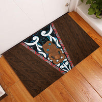 New Zealand Whakairo Rubber Doormat Tiki Maori Carving Taniko Motifs