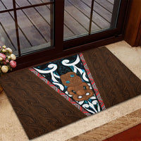 New Zealand Whakairo Rubber Doormat Tiki Maori Carving Taniko Motifs