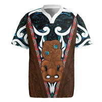 New Zealand Whakairo Rugby Jersey Tiki Maori Carving Taniko Motifs