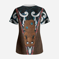 New Zealand Whakairo Scrub Top Tiki Maori Carving Taniko Motifs