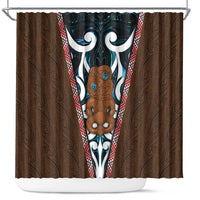 New Zealand Whakairo Shower Curtain Tiki Maori Carving Taniko Motifs