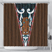 New Zealand Whakairo Shower Curtain Tiki Maori Carving Taniko Motifs