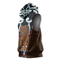 New Zealand Whakairo Sleeveless Hoodie Tiki Maori Carving Taniko Motifs