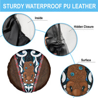 New Zealand Whakairo Spare Tire Cover Tiki Maori Carving Taniko Motifs
