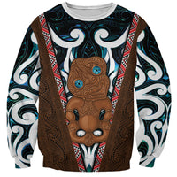 New Zealand Whakairo Sweatshirt Tiki Maori Carving Taniko Motifs