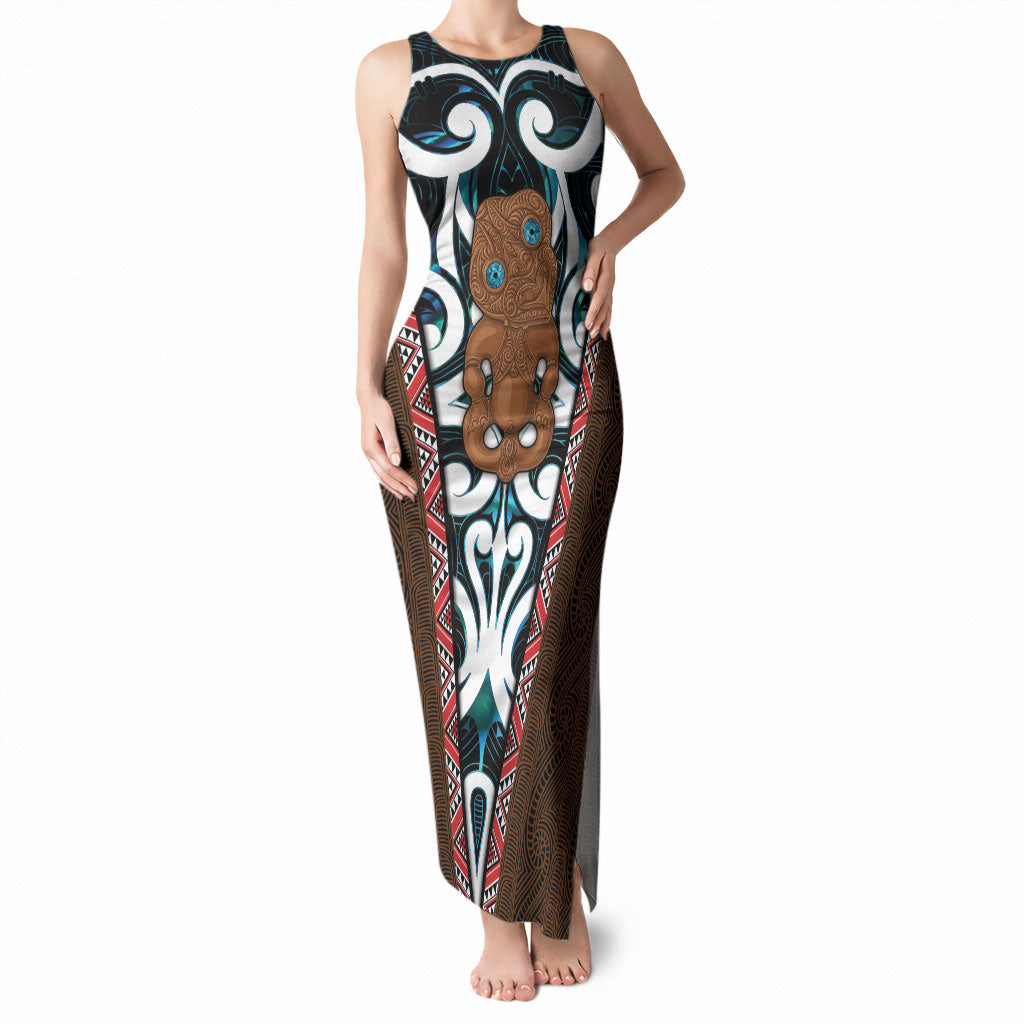 New Zealand Whakairo Tank Maxi Dress Tiki Maori Carving Taniko Motifs LT14 Women Multicolor - Polynesian Pride