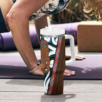 New Zealand Whakairo Tumbler With Handle Tiki Maori Carving Taniko Motifs