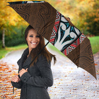 New Zealand Whakairo Umbrella Tiki Maori Carving Taniko Motifs