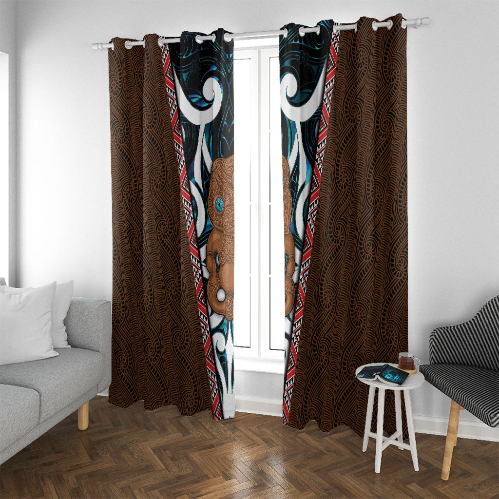 New Zealand Whakairo Window Curtain Tiki Maori Carving Taniko Motifs