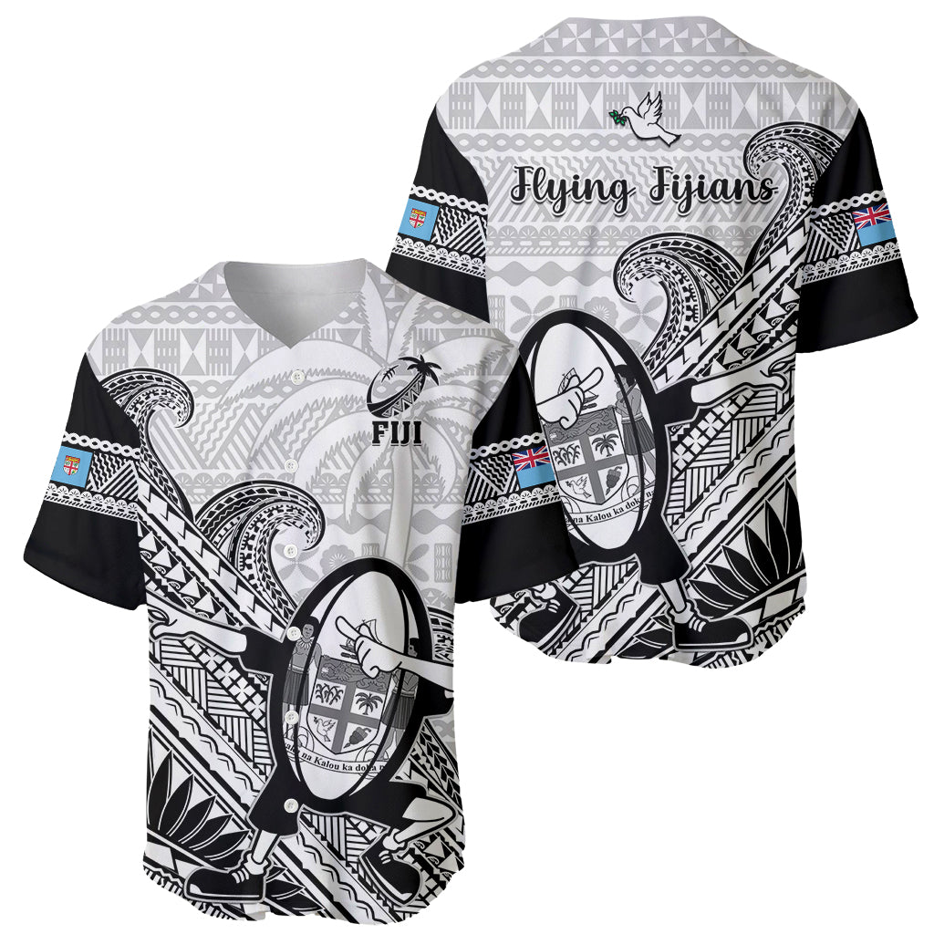 Fiji Tapa Rugby Baseball Jersey Flying Fijian 2023 World Cup With Dabbing Ball LT14 - Polynesian Pride