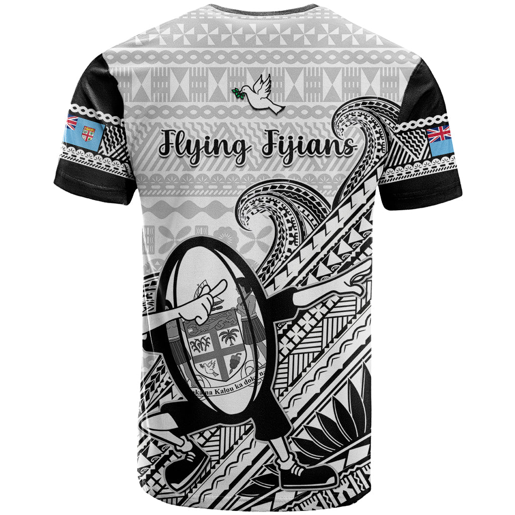 Fiji Tapa Rugby T Shirt Flying Fijian 2023 World Cup With Dabbing Ball LT14 - Polynesian Pride