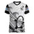 Fiji Tapa Rugby Women V Neck T Shirt Flying Fijian 2023 World Cup With Dabbing Ball LT14 Female White - Polynesian Pride