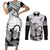 Custom Fiji Tapa Rugby Couples Matching Short Sleeve Bodycon Dress and Long Sleeve Button Shirts Flying Fijian 2023 World Cup With Dabbing Ball LT14 White - Polynesian Pride
