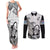 Custom Fiji Tapa Rugby Couples Matching Tank Maxi Dress and Long Sleeve Button Shirts Flying Fijian 2023 World Cup With Dabbing Ball LT14 White - Polynesian Pride