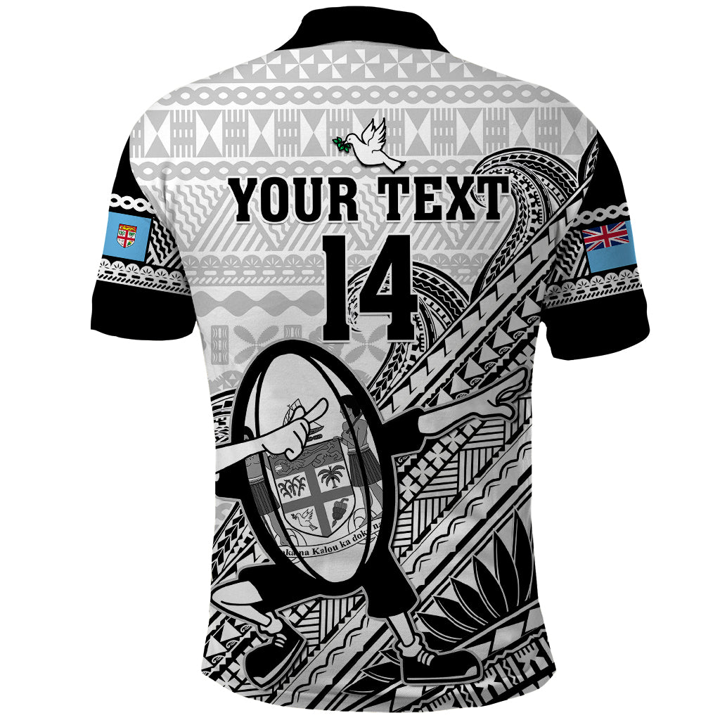 Custom Fiji Tapa Rugby Polo Shirt Flying Fijian 2023 World Cup With Dabbing Ball LT14 - Polynesian Pride