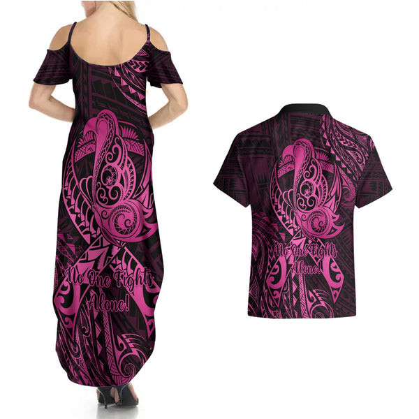 Polynesia Suicide Prevention Awareness Couples Matching Tank Maxi Dress and Hawaiian Shirt Your Life Is Worth Living For Polynesian Purple Pattern LT14