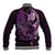 Personalised New Zealand Breast Cancer Baseball Jacket Fight Like A Girl Pink Manaia Fern With Paua Shell LT14 - Polynesian Pride