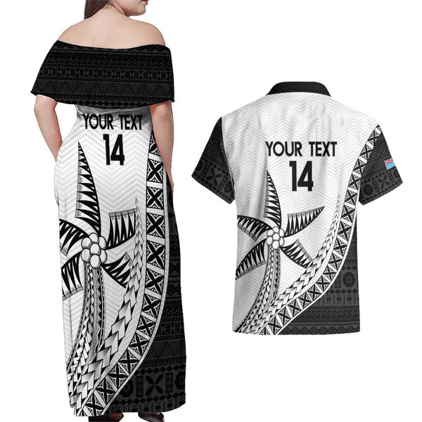 Fiji Rugby Off The Shoulder Long Sleeve Dress World Cup 2023 Go Champions Fijian Tapa Black Version LT14