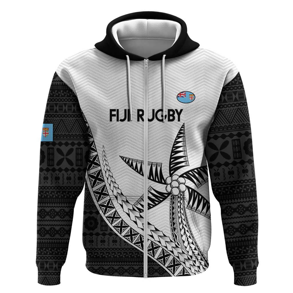 Custom Fiji Rugby Hoodie Go Champions Fijian Tapa Cloth LT14 Zip Hoodie White - Polynesian Pride