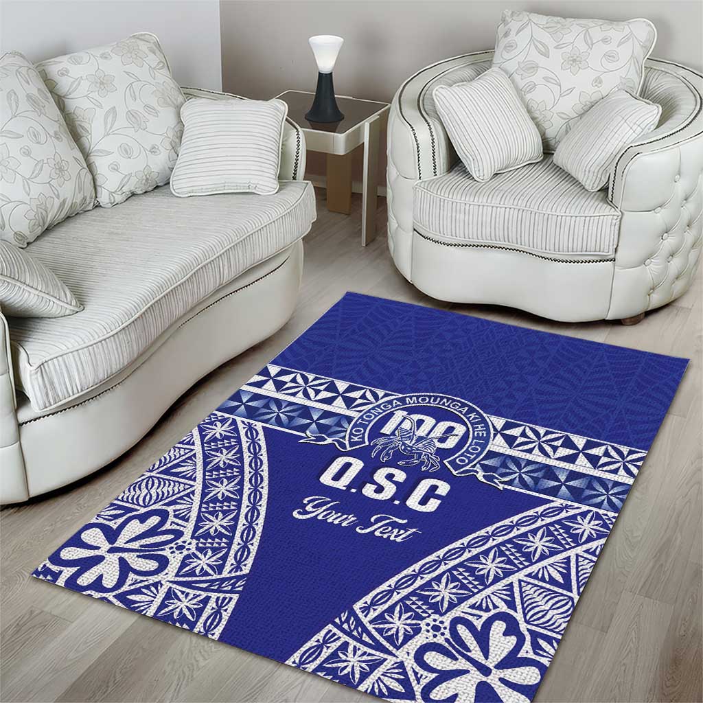 Personalised Queen Salote College Area Rug Kolisi Fefine 100th Anniversary Kupesi Blue - Polynesian Pride
