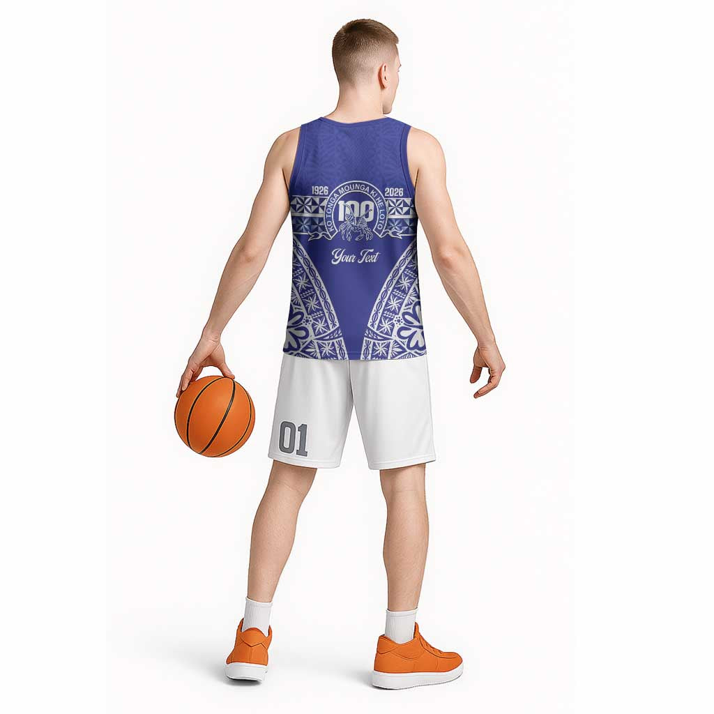Personalised Queen Salote College Basketball Jersey Kolisi Fefine 100th Anniversary Kupesi Blue - Polynesian Pride