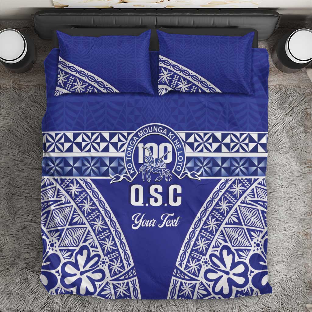 Personalised Queen Salote College Bedding Set Kolisi Fefine 100th Anniversary Kupesi Blue - Polynesian Pride