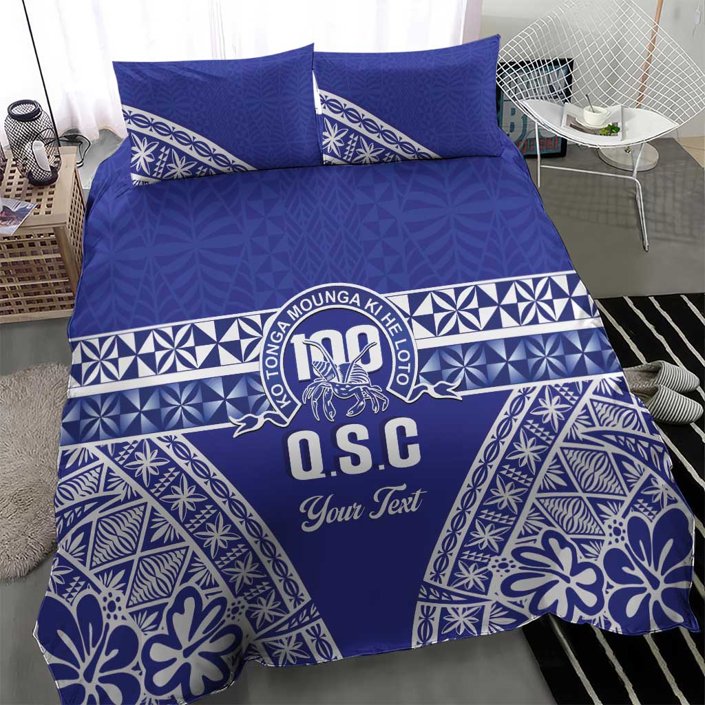 Personalised Queen Salote College Bedding Set Kolisi Fefine 100th Anniversary Kupesi Blue - Polynesian Pride