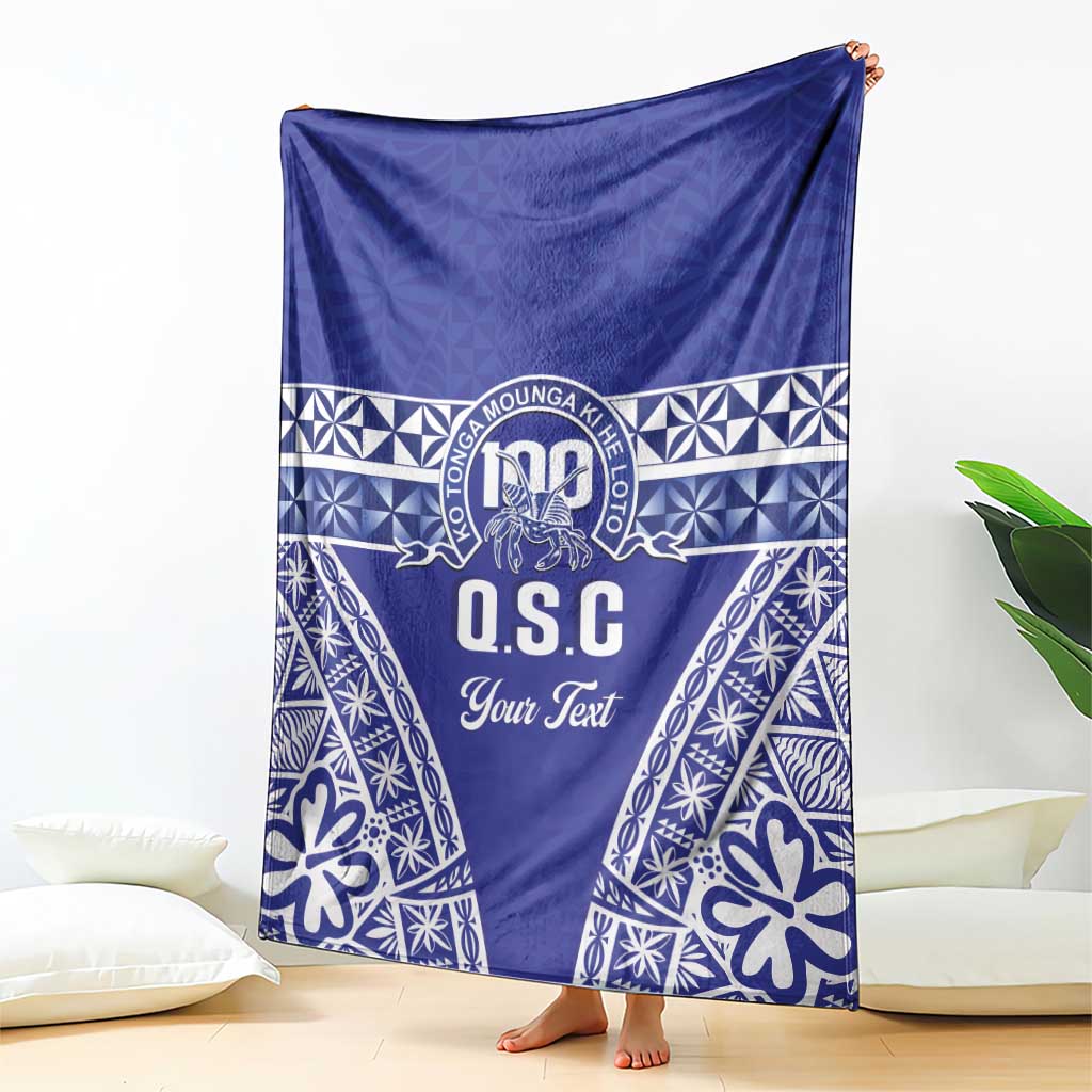 Personalised Queen Salote College Blanket Kolisi Fefine 100th Anniversary Kupesi Blue - Polynesian Pride