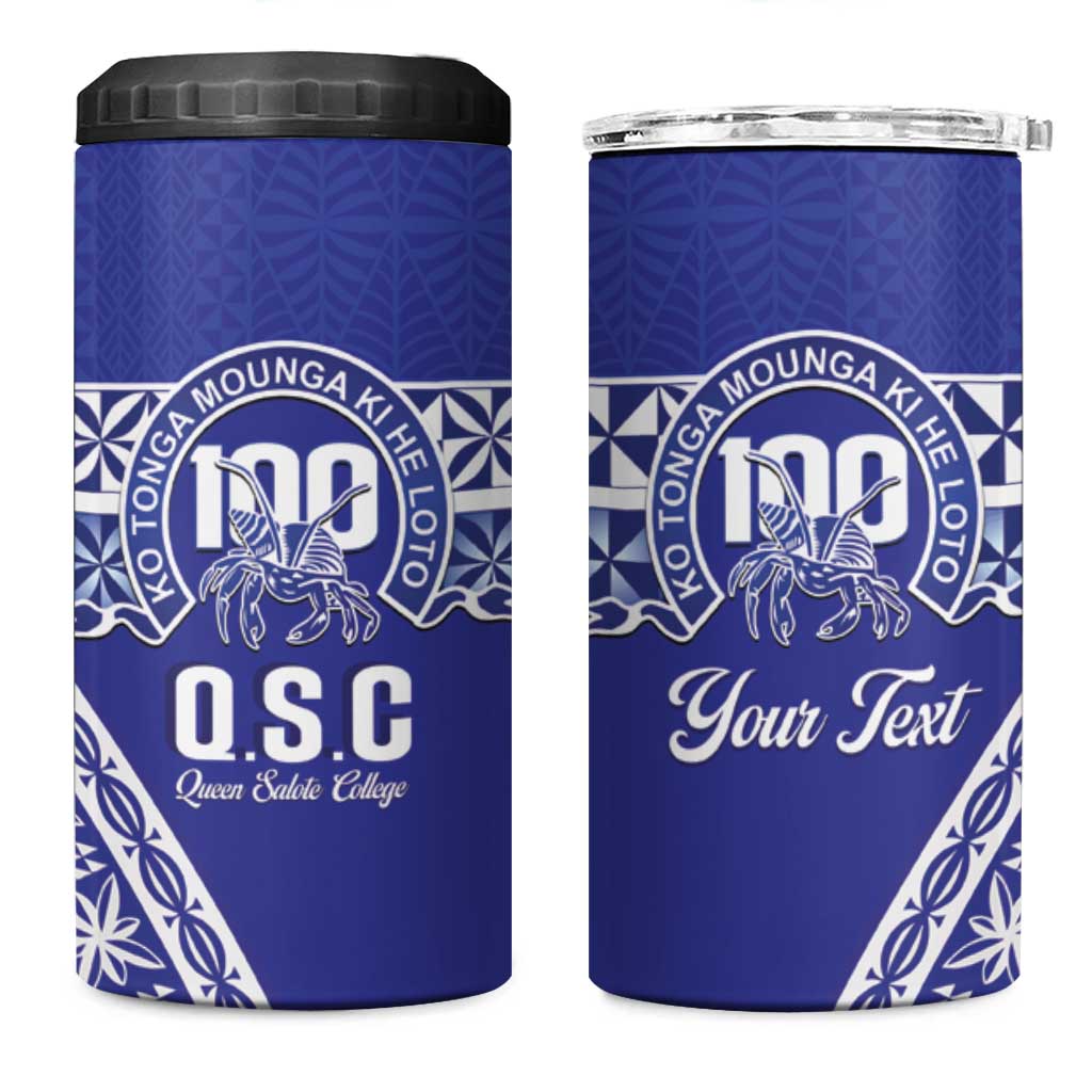 Personalised Queen Salote College 4 in 1 Can Cooler Tumbler Kolisi Fefine 100th Anniversary Kupesi Blue - Polynesian Pride