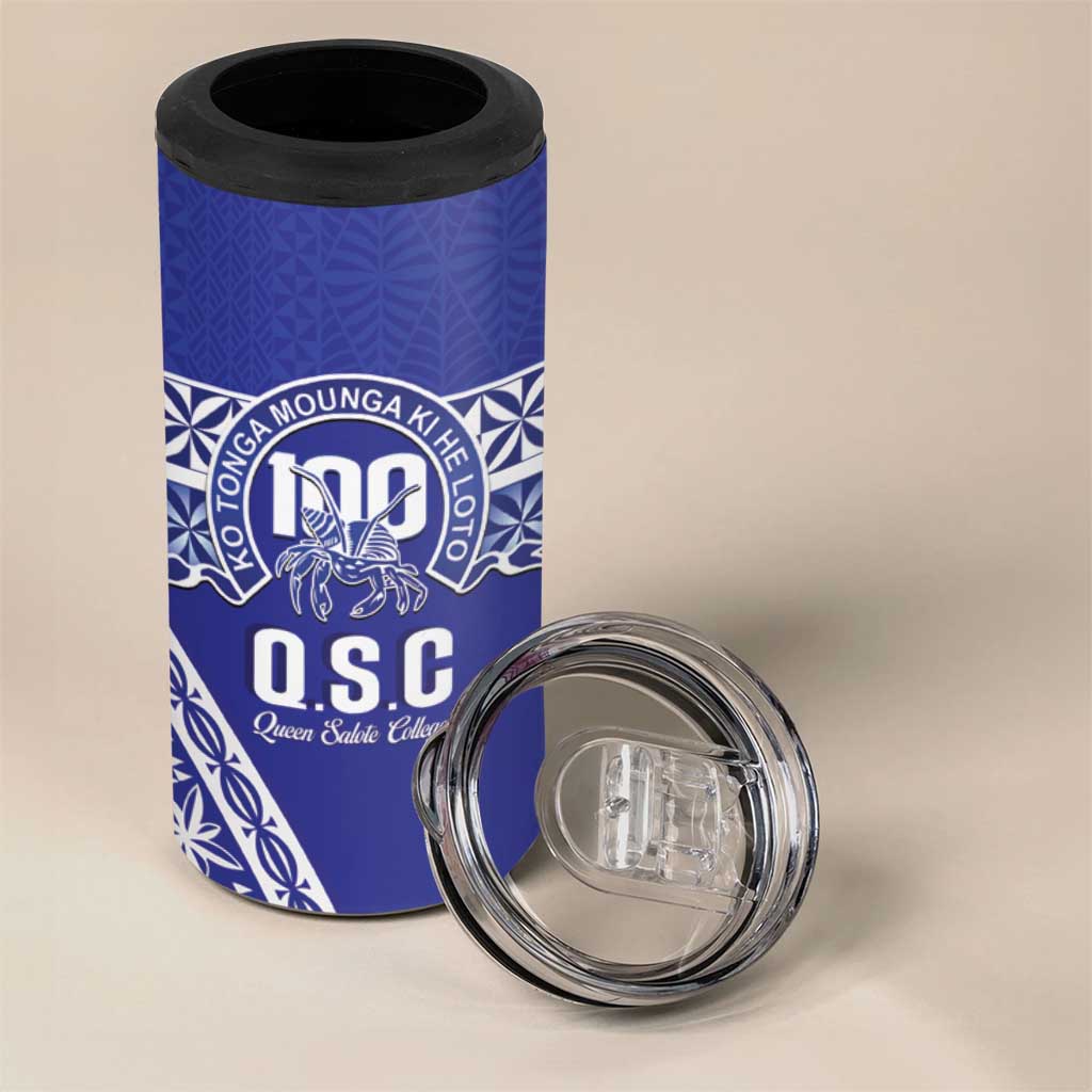 Personalised Queen Salote College 4 in 1 Can Cooler Tumbler Kolisi Fefine 100th Anniversary Kupesi Blue - Polynesian Pride