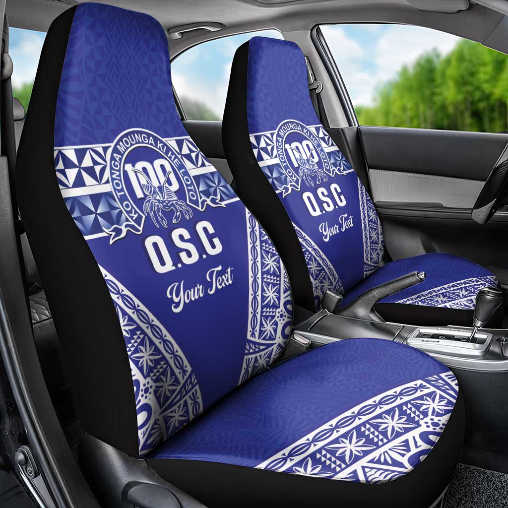 Personalised Queen Salote College Car Seat Cover Kolisi Fefine 100th Anniversary Kupesi Blue - Polynesian Pride