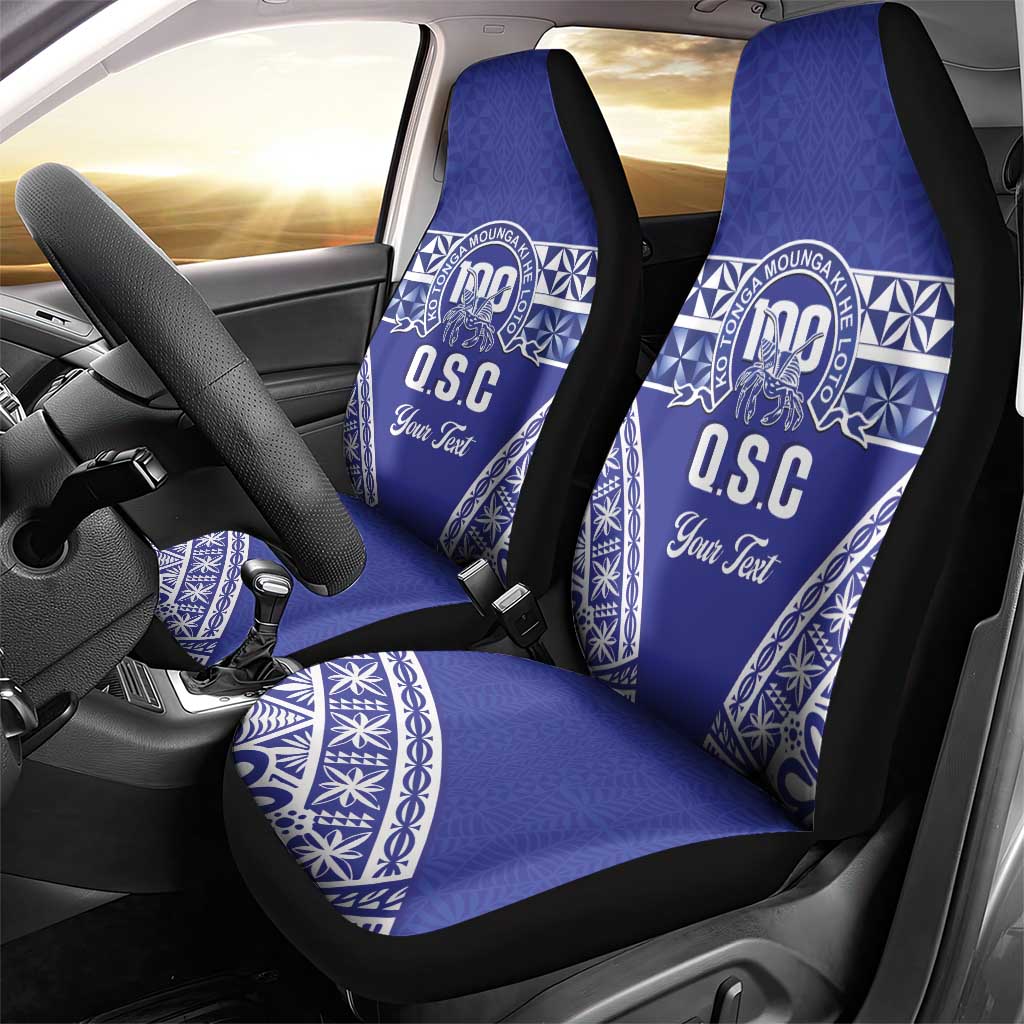 Personalised Queen Salote College Car Seat Cover Kolisi Fefine 100th Anniversary Kupesi Blue - Polynesian Pride