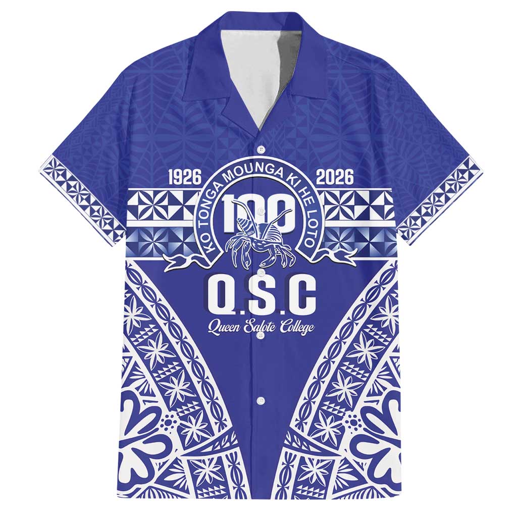 Personalised Queen Salote College Family Matching Long Sleeve Bodycon Dress and Hawaiian Shirt Kolisi Fefine 100th Anniversary Kupesi Blue - Polynesian Pride
