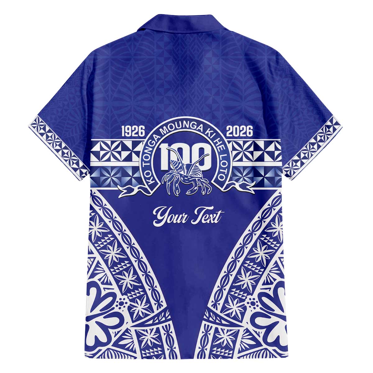 Personalised Queen Salote College Family Matching Off The Shoulder Long Sleeve Dress and Hawaiian Shirt Kolisi Fefine 100th Anniversary Kupesi Blue - Polynesian Pride