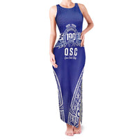 Personalised Queen Salote College Family Matching Tank Maxi Dress and Hawaiian Shirt Kolisi Fefine 100th Anniversary Kupesi Blue - undefined