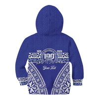 Personalised Queen Salote College Kid Hoodie Kolisi Fefine 100th Anniversary Kupesi Blue - Polynesian Pride